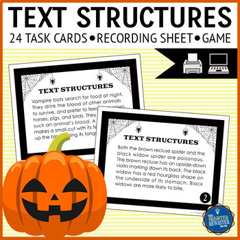 Preview of Halloween Nonfiction Text Structures Task Cards and Game