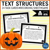 Halloween Nonfiction Text Structures Task Cards and Game