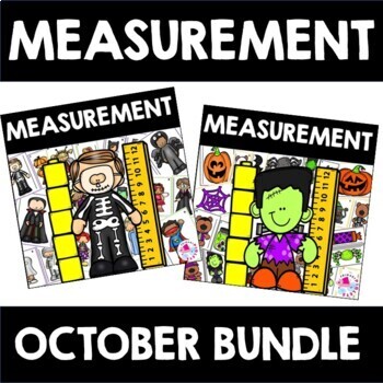 Preview of Halloween NonStandard & Standard Measurement Measuring Length Bundle