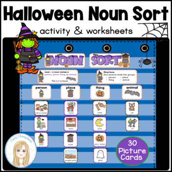 Preview of Halloween Noun Sort with Pictures Activity for First Grade