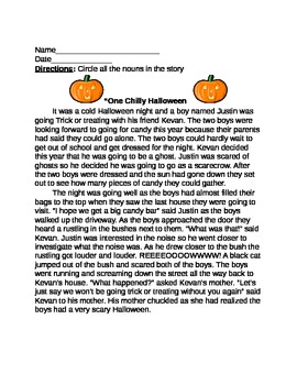 Halloween Noun Worksheet by Bryan | TPT