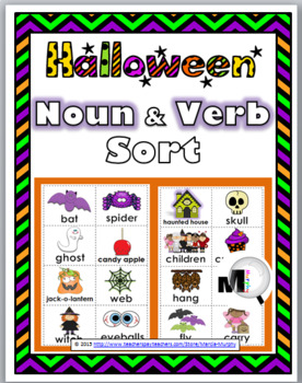 Preview of Nouns and Verbs Sort Halloween Theme