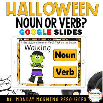 Preview of Halloween Noun or Verb Google Slides - Halloween Grammar Google Slides