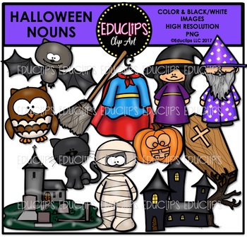 Preview of Halloween Nouns Clip Art Bundle {Educlips Clipart}