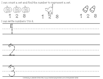 halloween number 1 3 practice worksheet freebie by