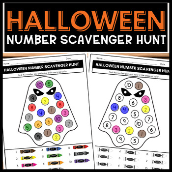 Preview of Halloween Number Identification Scavenger Hunt Printable NO PREP Activity