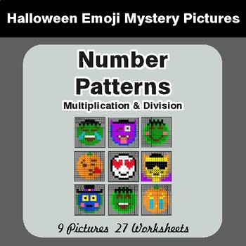 Halloween: Number Patterns: Multiplication & Division - Math Mystery Pictures