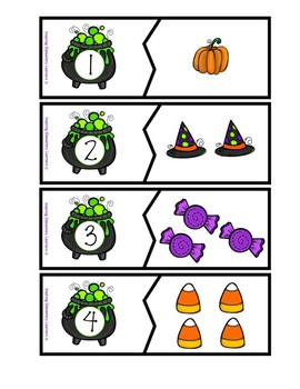 Preview of Halloween Number Puzzles - dénombrer jusqu'à 10 GRATUIT