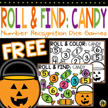 Preview of Halloween Number Recognition Roll and Find Dice Game | FREE Math Activity