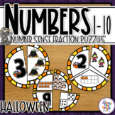 Halloween Number Sense fraction puzzles for numbers 1-10