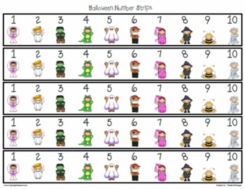 Preview of Halloween Number Strips Math Helpers