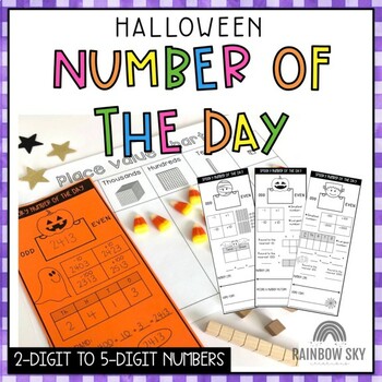 Preview of Halloween Number of the Day Templates {Number Sense up to 5 digit numbers}