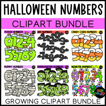 Preview of Halloween Numbers Clipart Growing Bundle