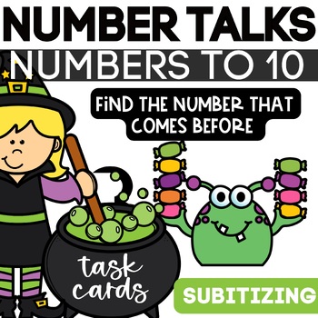 Preview of Halloween Themed Numbers within 10 Task Cards: Before a Given Number