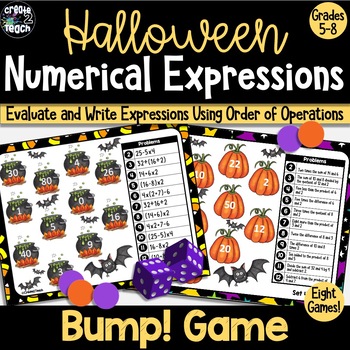 Preview of 5th Grade Halloween Numerical Expressions Order of Operations PEMDAS Bump Game