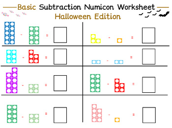 Preview of Halloween Numicon Subtraction Worksheet