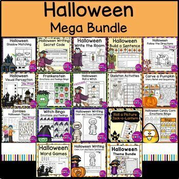 Preview of Occupational Therapy Halloween Math and Writing Activities & Worksheets Bundle