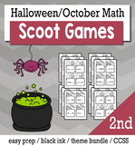 Halloween October 2nd Grade {Scoot Game/Task Cards} Math Bundle