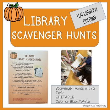 Preview of Halloween (October) Library Scavenger Hunts