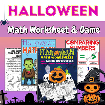 Halloween / October Math Worksheets and Game Activities 3rd Grade