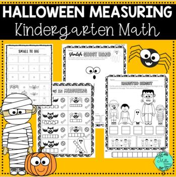 Preview of Halloween October NO PREP Kindergarten Measurement Worksheets