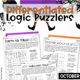 Halloween October Themed Logic Puzzles Brain Teasers Diffe