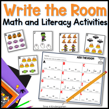 Preview of Halloween October Write the Room Math and Literacy Activities