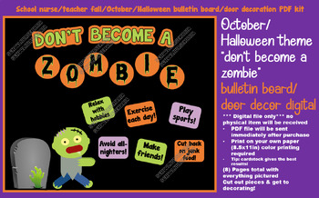Preview of Halloween/October "zombie" bulletin board/door decor kit for nurses' office PDF