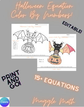 Preview of Halloween: One Step Equations - Color By Numbers