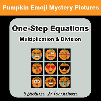 Halloween: One Step Equations: Multiplication & Division - Math Mystery Pictures