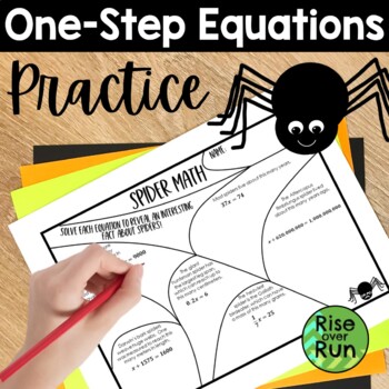 Preview of Halloween One Step Equations Practice with Fun Spider Facts