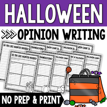 Preview of Halloween Opinion Writing Prompts and Reasons Template Pack