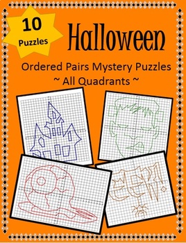 Preview of 10 Order Pairs Mystery Picture Puzzles (All Quadrants - Halloween)