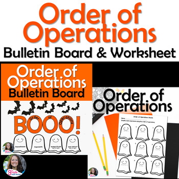 Preview of Halloween Order of Operations Bulletin Board and Ghost Worksheet Bundle