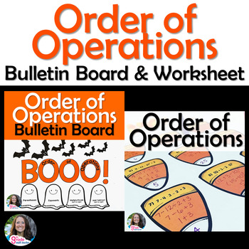 Preview of Halloween Order of Operations Bulletin Board and Worksheet Bundle
