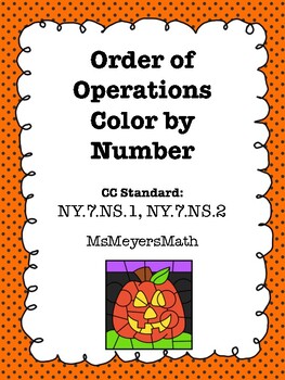 Preview of Halloween Order of Operations Color by Number