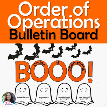 Preview of Halloween Order of Operations Ghosts Bulletin Board Set or Door Decoration