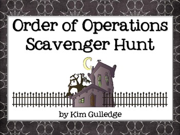 Preview of Halloween Order of Operations Scavenger Hunt - Around the Room Math