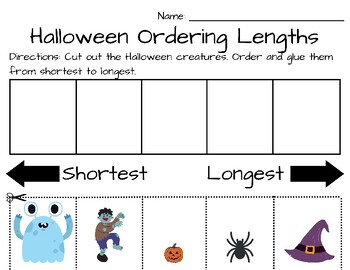 Preview of Halloween Ordering Lengths Worksheets