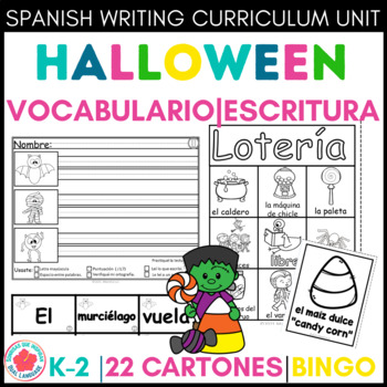 Preview of Halloween Otoño Bingo y 2 centros de escritura vocabulario