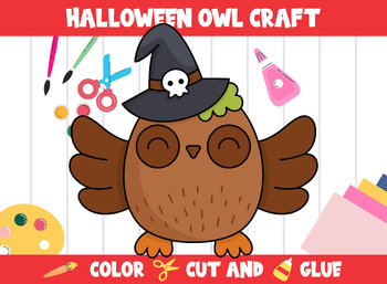 Preview of Halloween Owl Craft Activity - Color, Cut, and Glue for PreK to 2nd Grade