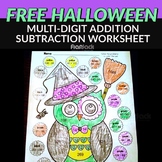Halloween Owl Math Worksheet FREE