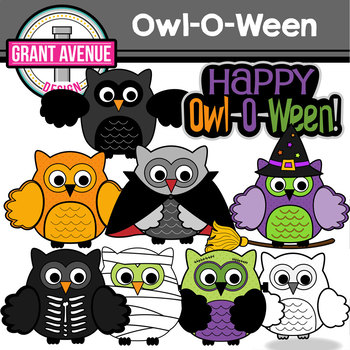 cute halloween owls clip art