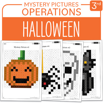 Preview of Halloween Math Activity Math Mystery Pictures Grade 3 Multiplications Divisions