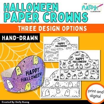 Preview of Halloween Paper Crowns |  Fall Coloring Craft Activity