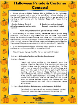 Preview of Halloween Parade and Costume Contest Schedule