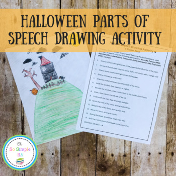 Preview of Halloween Parts of Speech Drawing Activity- Middle School ELA Grammar Activity