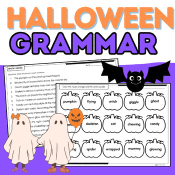 Preview of Halloween Parts of Speech Grammar Packet: Nouns, Verbs, Adverbs, Adjectives, etc