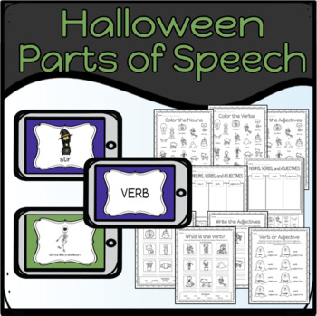 Preview of Halloween Parts of Speech Practice Videos and Printables