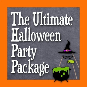 Preview of Halloween Party Bundle - Photo Booth Props, Decorations, Bingo, Games -Printable